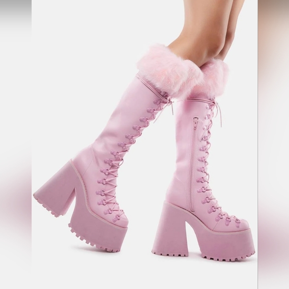 Sugar Thrillz: Dollish Delight Platform Boots- Pink, Size 8, NIB! - Picture 9 of 16